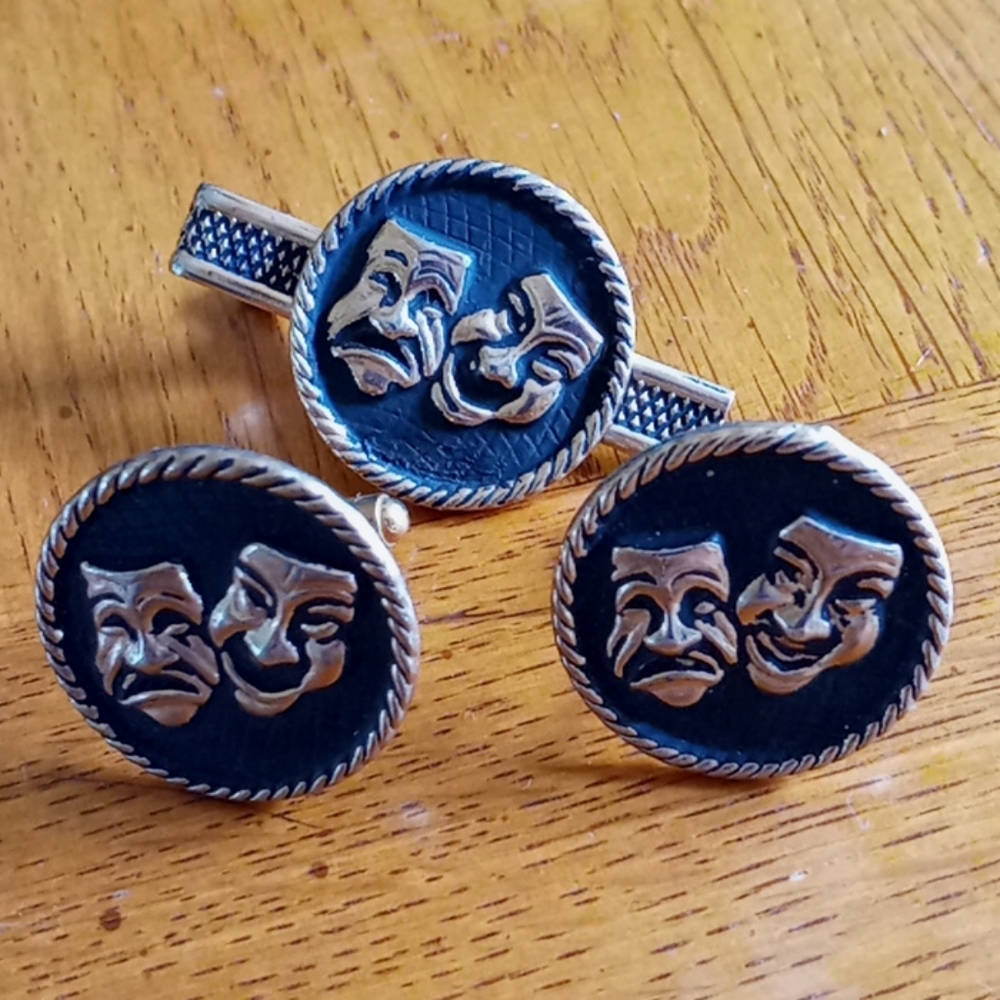 Comedy Tragedy Cufflink and Tie Tack Set - Picture 6 of 6